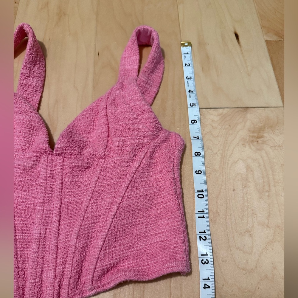 Zara women’s hot pink corset w/boning textured & stretchy texture fabric - Picture 4 of 4